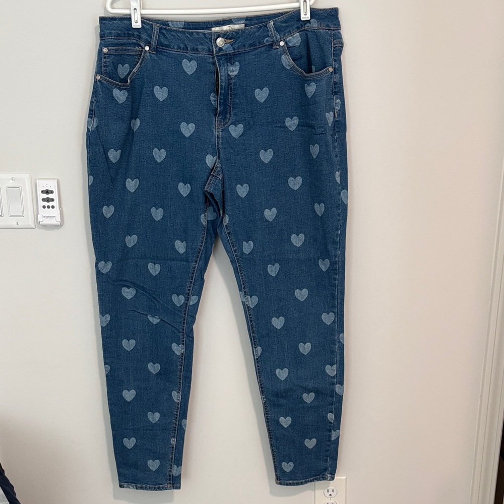 Cato Blue Heart Patterned Cropped Jeans
